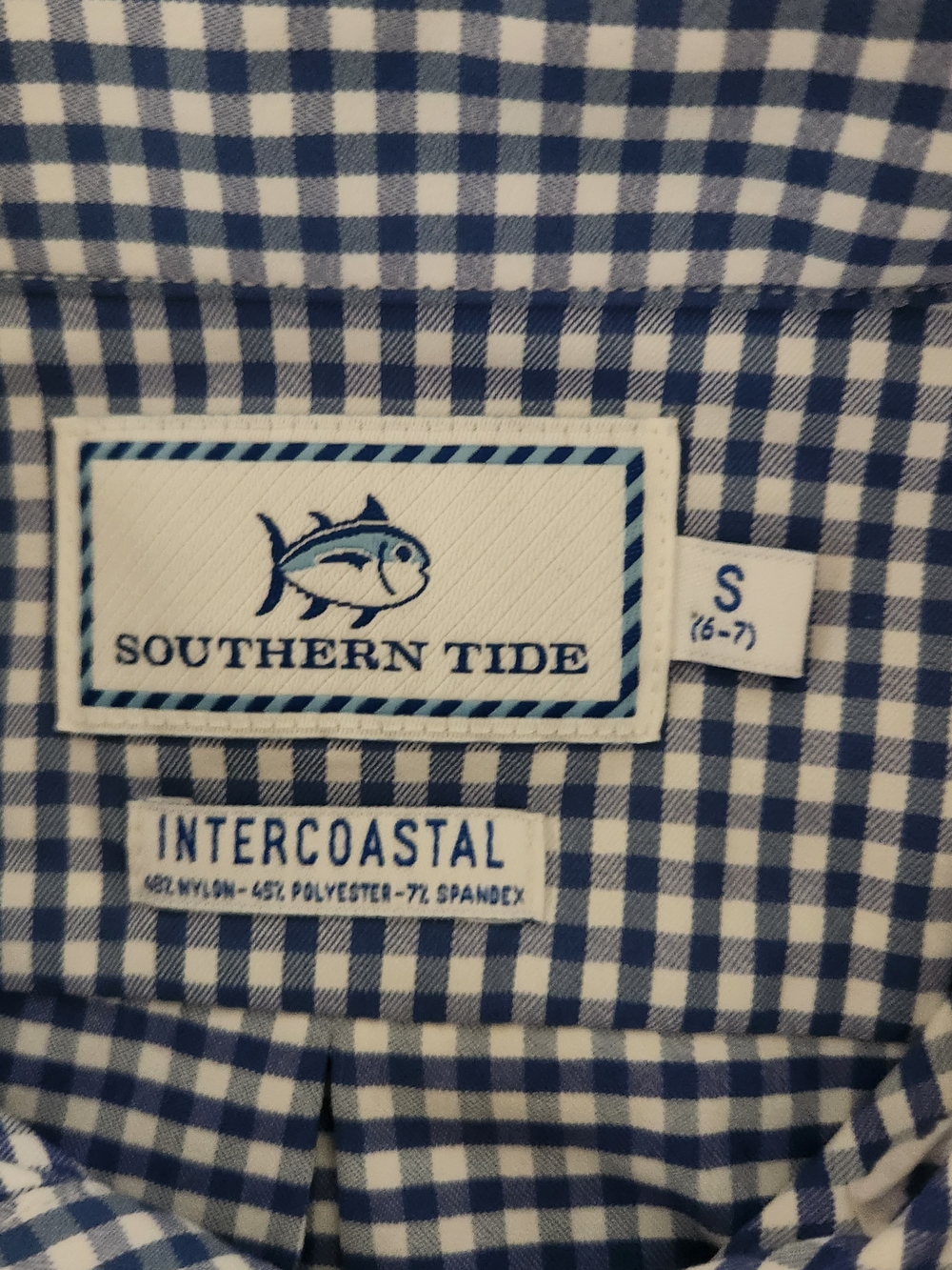 Southern Tide Boy's Blue Gingham Button-Down Shirt Intercoastal S 6-7 - Picture 3 of 3